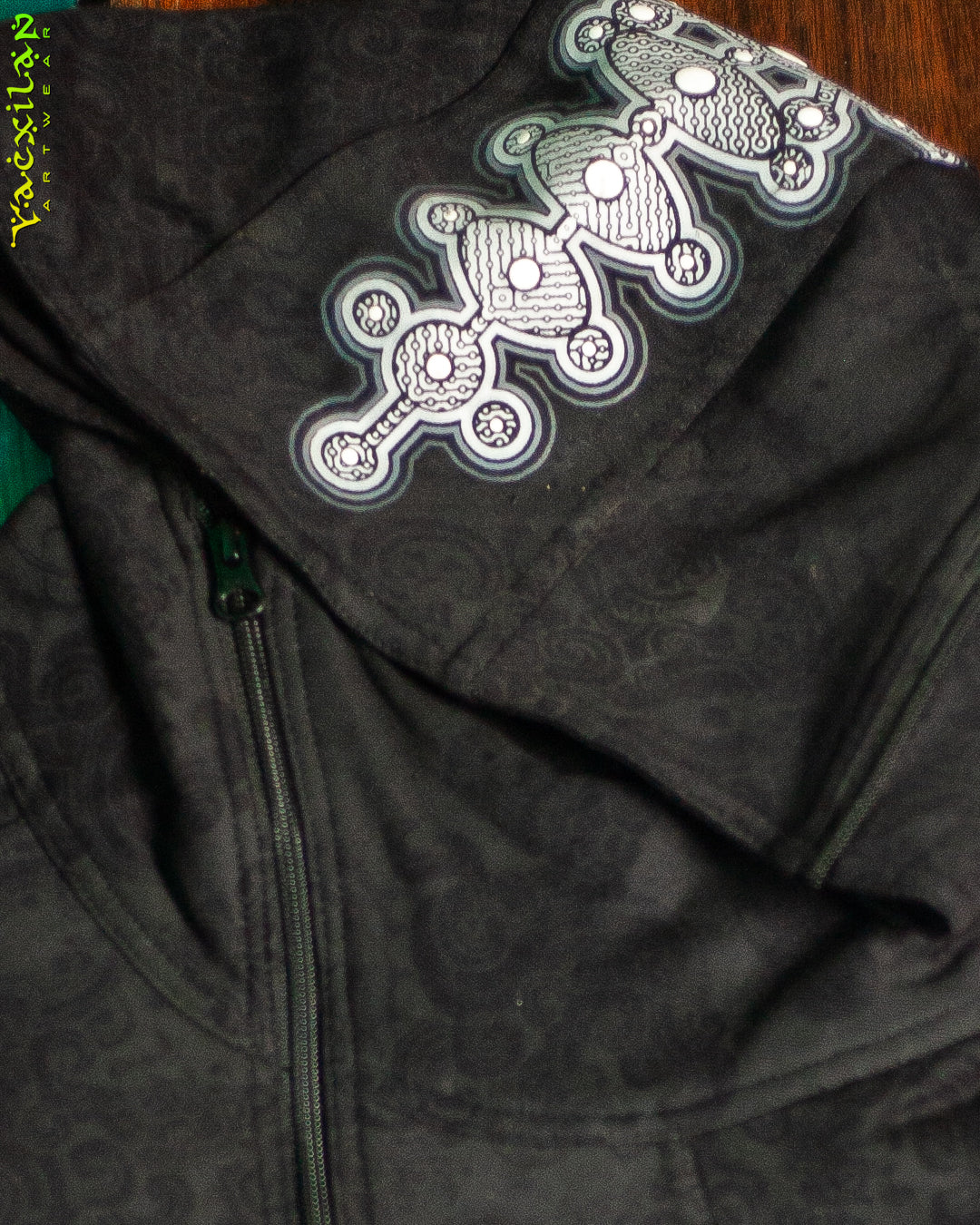 Hoodie Men Pullover / Cotton Fleece - MAYAN CODEX GALACTIK SPINE